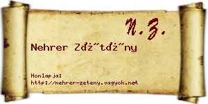 Nehrer Zétény névjegykártya